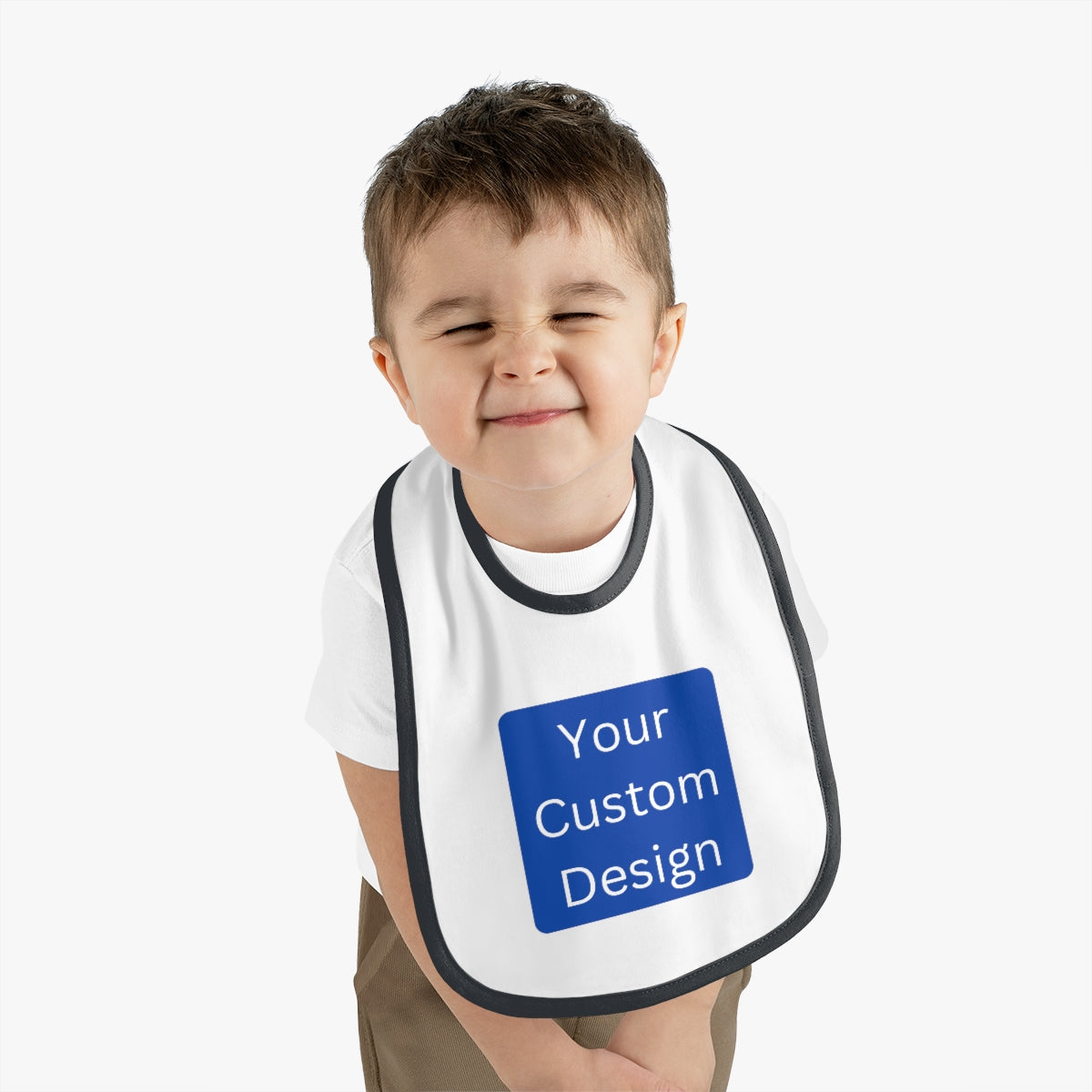 Customizable Baby Contrast Trim Jersey Bib