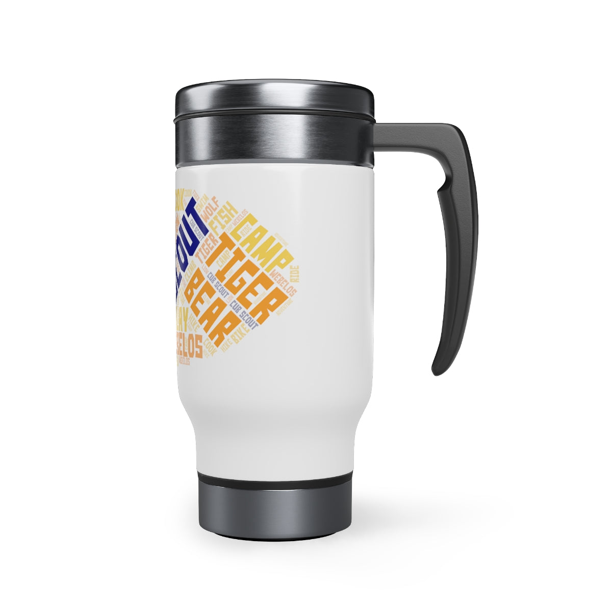 Cub Scout Word Cloud - Stainless Steel Travel Mug with Handle, 14oz